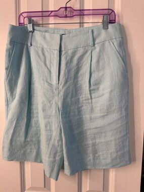 Talbots Pale Minty Blue Linen-Blend Bermuda Shorts